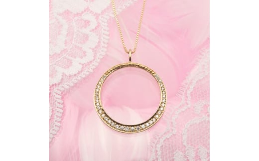 K18 0.33ctダイヤモンド サークルペンダントネックレス HH019063【1387332】山梨県500000衣類・装飾品・工芸品アクセサリー