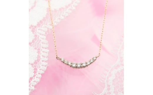 K18PG 0.10ctダイヤモンド アーチペンダントネックレス HH018404【1387335】山梨県100000衣類・装飾品・工芸品アクセサリー