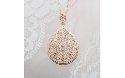 K18PG 0.02ctしずく型ダイヤモンドペンダント HH018649【1401082】山梨県400000衣類・装飾品・工芸品アクセサリー