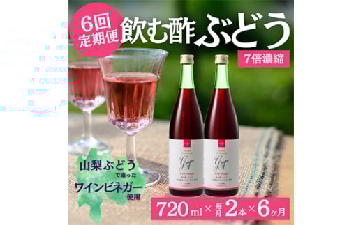 <毎月定期便>飲む酢のイメージを変える!ドリンクビネガーぶどう《7倍濃縮》720ml×2本全6回【4012322】山梨県150000お茶・飲料その他 お茶・飲料