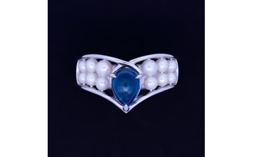 <14.5号>Pt サファイヤ 湖水パール シャワーリング【1519032】山梨県1650000衣類・装飾品・工芸品アクセサリー