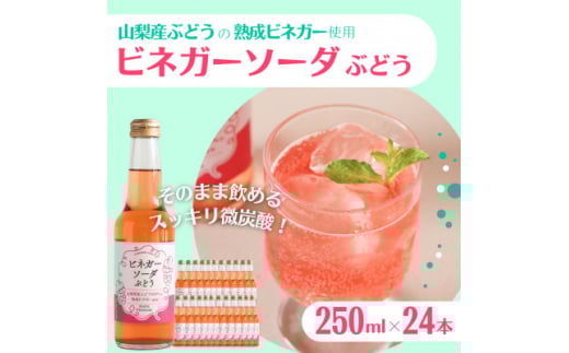 山梨産ぶどう100%の熟成ビネガーで造った!そのまま飲める<ビネガーソーダぶどう24本セット>【1537865】山梨県40000お茶・飲料その他 お茶・飲料
