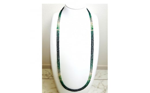エメラルド ブラックスピネル 2連 ロングネックレス【1545705】山梨県300000衣類・装飾品・工芸品アクセサリー