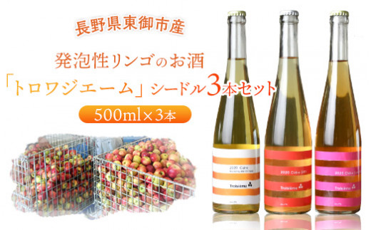 「トロワジエーム」シードル3本セット/発泡性リンゴのお酒 | りんご 500ml 3種長野県東御市17000酒・アルコールワイン