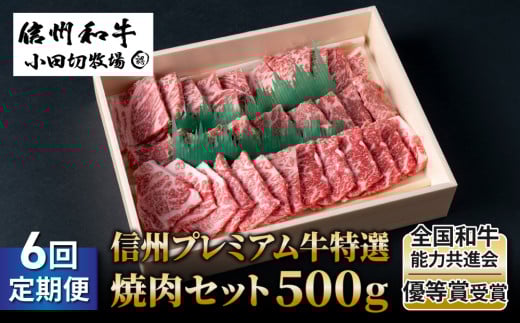 【6回定期便】小田切牧場信州プレミアム牛特選 焼肉セット500g長野県東御市132000肉牛肉