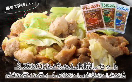 ミズホのケイちゃん チキンディンティセット(みそ×3 しょうゆ×3 しお×3) 計9個 冷凍配送 けいちゃん 鶏ちゃん 鶏肉 味付け 味付き 焼くだけ 簡単調理岐阜県下呂市10000肉鶏肉