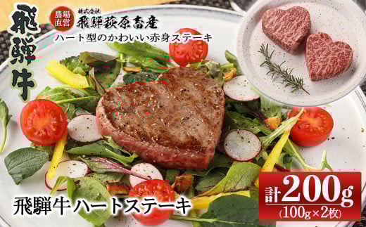 飛騨牛ハートステーキ(100g×2枚)最高級 国産 牛肉 ブランド牛  和牛  ギフト 贈答 お祝い 結婚 記念日 かわいい【冷凍配送】岐阜県下呂市21000肉牛肉