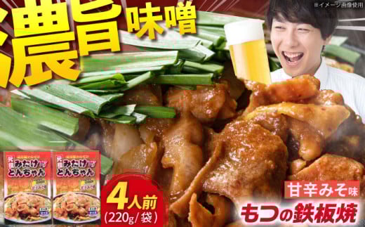 岐阜県産豚もつの鉄板焼き「元祖みたけとんちゃん」甘辛みそ味×2袋(4人前) / モツ もつ 白もつ 白モツ ホルモン ほるもん 味噌 豚肉 豚ホルモン 鉄板焼き おつまみ / 御嵩町 / 藤よし [AVAA0