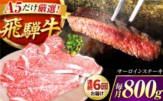 【6回定期】特選飛騨牛5等級ステーキ(サーロイン800g) /飛騨牛 ブランド牛 A5 サーロイン ステーキ サーロインステーキ 4枚  ステーキ肉 すてーき  さーろいん 肉 牛肉 定期便 / 御嵩町 / 肉の