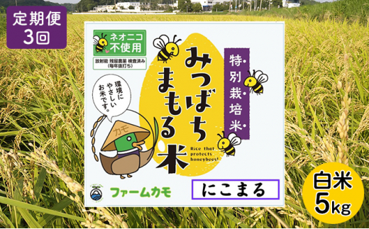 2025年11月下旬以降発送開始【定期便3回】雄踏ファームカモ産「みつばちまもる米」5kg(品種:にこまる)(3ヶ月連続・合計15kg) お米 ブランド米 ご飯 おにぎり お弁当 産地直送 1等米  [5