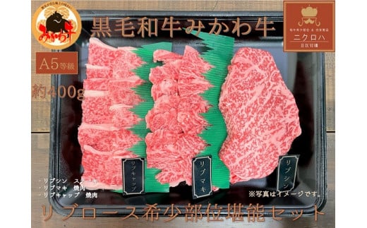 黒毛和牛みかわ牛A5等級 リブロース希少部位堪能セット(約450g)愛知県豊橋市30000肉牛肉