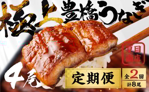 豊橋うなぎ 蒲焼 4尾 定期便 2回お届け 夏目商店 蒲焼 国産 国産うなぎ 蒲焼 長焼 ウナギ愛知県豊橋市48000魚介・海産物うなぎ