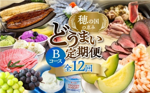【海鮮コース】穂の国の恵み どうまい 定期便 全12回 Bコース 海鮮 ( 餃子 むき えび うなぎ おでん 鴨鍋 かも鍋 鮎 うなぎ メヒカリ ふぐ フグ メロン ジェラート フローズンヨーグルト ) ご