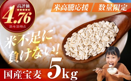 宝麦(特選押麦)5kg 麦 むぎ 大麦 押麦 国産 麦味噌 麦みそ 麦ごはん とろろごはん 麦飯 麦めし 米 コメ不足に 食物繊維 健康 愛知県 豊橋市愛知県豊橋市8000米・パン玄米・雑穀米・もち米・