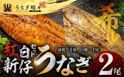 山義養魚の『うなぎ晴々』紅白セット 2尾(蒲焼1尾、白焼1尾) 希少 豊橋うなぎ 蒲焼 厳選 国産 新仔うなぎ 若うなぎ 鰻 ウナギ うなぎ ひつまぶし 土用丑の日 冷凍 丑の日 ご自宅 簡単