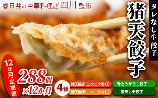 【12ヶ月定期便】春日井の中華料理店四川監修タレなし生餃子「猪天餃子」 12ヶ月コース愛知県春日井市175000鍋セット・総菜・加工食品総菜