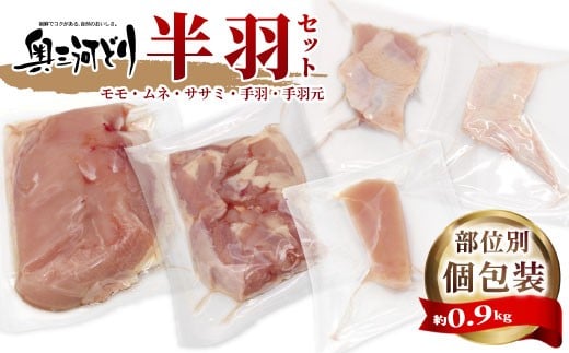 愛知県産 銘柄鶏 奥三河どり 半羽 小分け 個包装 約0.9kg 鶏肉セット 冷凍 生 生鶏 チキン クリスマス パーティー バーベキュー BBQ アウトドア キャンプ ダッチオーブン チキン 鶏肉 鶏 高