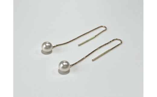 60-11アコヤ真珠 チェーンタイプピアス(K18ゴールド)三重県鳥羽市70000衣類・装飾品・工芸品アクセサリー