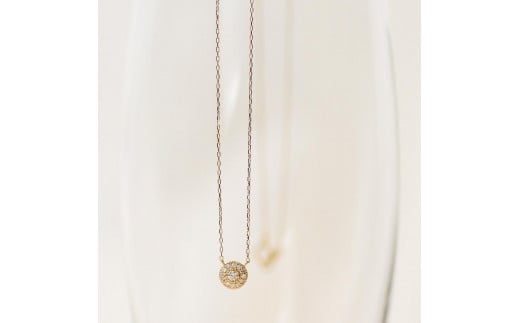【K10イエローゴールド ラボダイヤモンドネックレス】0.093ct 豪華なメレの輝きが美しい サークルデザイン 長さ40cm K10-N003滋賀県大津市140000衣類・装飾品・工芸品アクセサリー