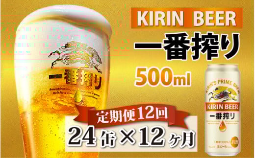 【定期便12回】キリン 一番搾り 500ml × 24本 × 12ヶ月滋賀県多賀町258500酒・アルコールビール・発泡酒