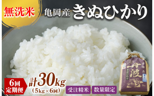 定期便 無洗米 5kg 6ヶ月 京都丹波産 キヌヒカリ 6回定期便 5kg ×6回 計30kg ※受注精米《米 白米 きぬひかり 5kg 6回 計30キロ ふるさと納税 無洗米 大嘗祭供納品種》 ※北海道・沖縄・その他離