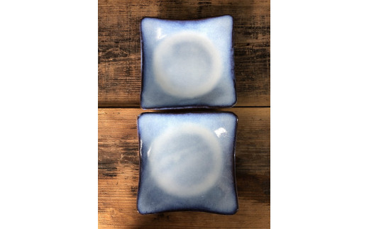 龍善ブルー 角皿 2枚組《中皿 取り皿》京都府亀岡市13000雑貨・日用品食器・グラス