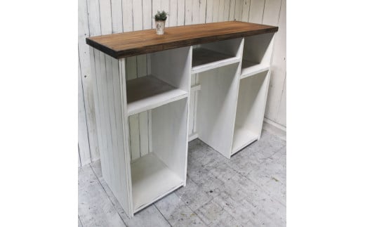 【ヴィンテージキャメル×ホワイト】アンティーク風 無垢材 キッチンカウンター<アンティーク風 家具 Dea-Sirio> ※北海道・沖縄・離島への配送不可京都府亀岡市289000衣類・装飾品・工芸