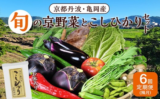 【11月発送】【6回定期便】京都丹波・亀岡発 旬の野菜・こしひかり 詰め合わせセット (隔月6回お届け)● 定期便米 定期便野菜 旬の野菜米 こしひかり野菜 米定期購入 野菜定期購入 旬の野
