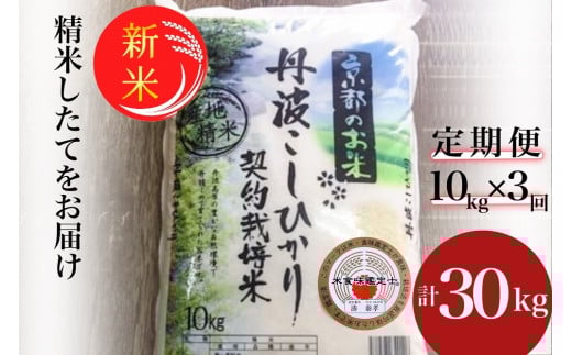 【毎月1回お届け(12月発送)】【定期便】令和7年産 新米 京都丹波米 こしひかり10kg×3回 計30kg◇◆◇ 米 3ヶ月 白米 3回定期便 ※精米したてをお届け コシヒカリ 新米定期便 精米定期便 こし