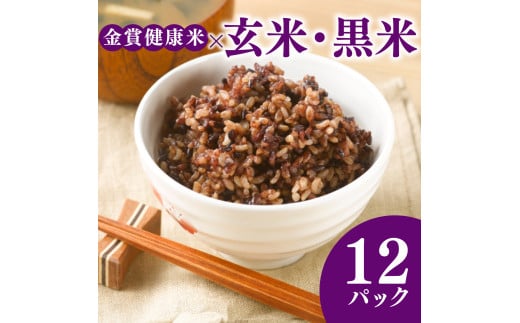ご飯パック 金賞 健康米 玄米・黒米  120g×12個入り 国産 レンチン もち麦 軽食 夜食 簡単 白米 麦 食物繊維 ビタミン 御飯 ごはん パック ご飯 パックライス大阪府松原市15000米・パン玄米・雑