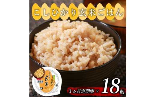 定期便 3回 こしひかり 玄米ごはんパック 160g 18個 玄米 米 ごはん ご飯 こめ パックライス パックご飯 パックごはん ご飯パック ごはんパック パック ライス 備蓄 保存 非常 防災 電子 レンジ
