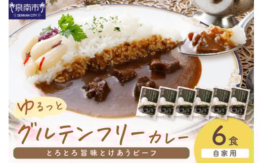 【自家用 化粧箱なし】ゆるっとグルテンフリー とろとろ旨味とけあうビーフカレー(中辛)6食セット【092D-009】大阪府泉南市13000鍋セット・総菜・加工食品総菜