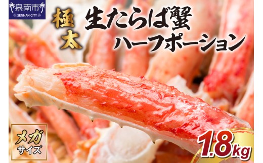 【極太約1.8kgメガサイズ】生たらば蟹 ハーフポーション 約1.8kg 折れなし選別【087B-032】大阪府泉南市68000魚介・海産物カニ