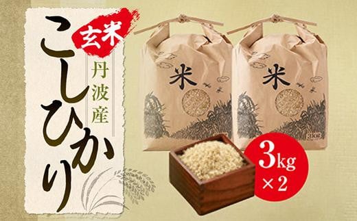 【玄米】丹波産こしひかり玄米《令和7年度産》3kg×2 兵庫県 丹波篠山市 げんまい 100%単一原料米 産地直送米 贈答 おいしい お米 コシヒカリ ブランド おこめ 健康 ギフト 内祝い 贈り物  お