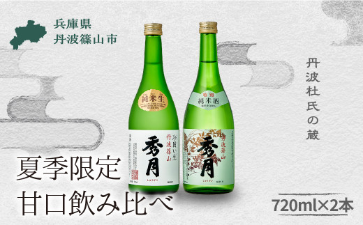 「秀月」純米酒 飲み比べ( 純米生 720ml ×1本 特別純米酒 720ml ×1本) 飲み比べ お酒 アルコール 地酒 日本酒 兵庫 丹波 杜氏 酒 兵庫県 丹波篠山市 日本三大杜氏 「伝統的酒造り」ユネス