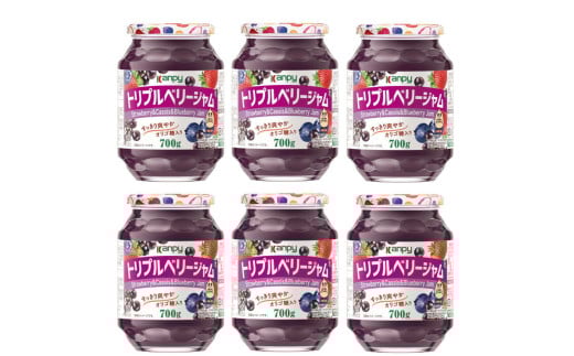 カンピー トリプルベリージャム 700g 1ケース(6本入) ギフト 朝食 果実ジャム フルーツジャム オリゴ糖配合 トースト ヨーグルト 家族向け まとめ買いに いちご カシス ブルーベリー