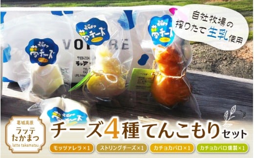 ラッテたかまつ チーズ 4種てんこもりセット / モッツアレラ ストリング カチョカバロ 燻製【latt002】奈良県葛城市18000卵・乳製品チーズ