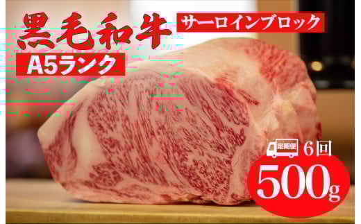【全6回定期便】黒毛和牛 A5ランク サーロイン ブロック 500g ステーキ用ソース付 サーロイン さーろいん ステーキ ブロック肉 和牛 サーロイン 贈答 ギフト お中元 お中元ギフト奈良県河合