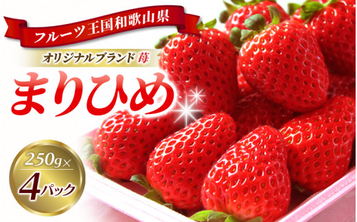 【来シーズン先行予約】紀州和歌山ブランドいちご「まりひめ」約250g×4P ※2026年1月上旬頃〜2026年3月上旬頃順次発送予定(お届け日指定不可)【uot758A】和歌山県新宮市20000果物・