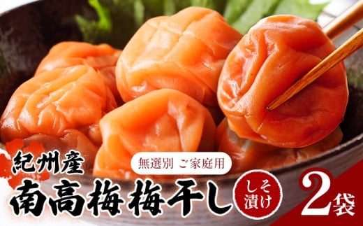 【数量限定!3〜7営業日出荷】紀州 南高梅 梅干し しそ漬け 2袋  メール便 ご家庭用 無選別 《3−7営業日以内に発送予定(土日祝日除く)》和歌山県 日高川町 しそ梅 はちみつ梅和歌山県日高