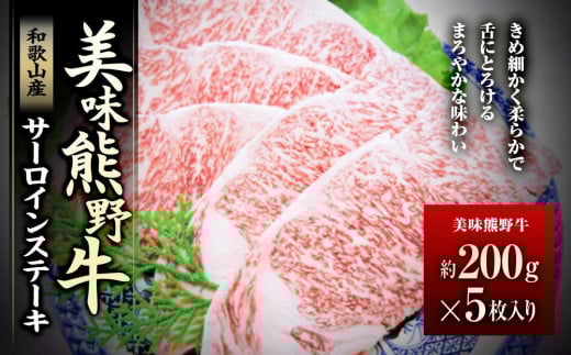 美味熊野牛サーロインステーキ(約200gステーキ×5枚入り)和歌山県白浜町56000肉牛肉