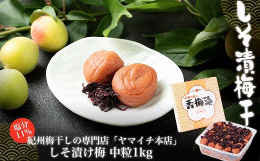 しそ漬け梅 中粒1kg(ポリ容器入り)和歌山県白浜町15000鍋セット・総菜・加工食品漬物・梅干・キムチ
