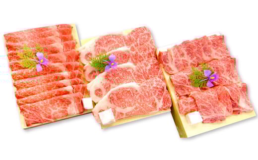【定期便】松永和牛A5ランク 焼肉・しゃぶしゃぶ・ステーキ 3回コース 【牛肉 定期便 松永和牛 3回定期 焼肉用 リブロース 500g しゃぶしゃぶ用リブロース 600g サーロインステーキ 600g 150g×4