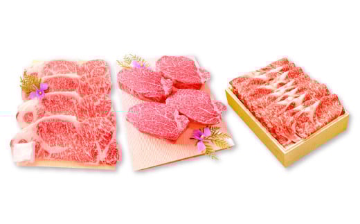 【定期便】松永和牛 A5ランク サーロイン ヒレステーキ すき焼き 3回コース【定期便 肉定期 3回定期 牛肉定期 サーロインステーキ 200g×4枚 ヒレステーキ 200g×4枚 すき焼き用 リブロース 800g