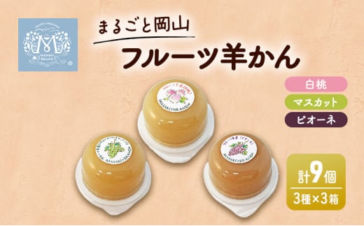 まるごと 岡山 フルーツ 羊羹 3 ケース ( 白桃 ・ マスカット ・ ピオーネ 各1個) 桃 もも ぶどう 和菓子 お菓子 スイーツ ようかん ギフト 贈答品岡山県赤磐市11000菓子・スイーツ饅頭・羊