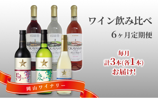 ワイン 飲み比べ 定期便 6ヶ月 サッポロ 岡山 ワイナリー お酒 ワイン ぶどう岡山県赤磐市92000果物・フルーツマスカット・ぶどう