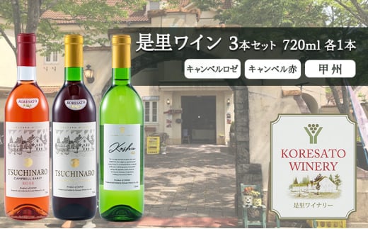是里 ワイン 果実酒 キャンベルロゼ キャンベル赤 甲州 720ml 各1本 岡山 赤磐市 お酒岡山県赤磐市30000酒・アルコールワイン