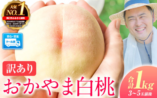 【2026年発送 先行予約開始!】 桃 もも ご家庭用/訳あり おかやま白桃 もも 1kg 3~5玉前後 岡山県産《2026年6月下旬-9月下旬頃出荷》岡山県 浅口市 白桃 黄桃 白鳳 清水白桃 おかやま夢白桃 川