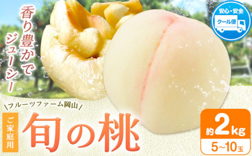 桃 もも【2026年先行予約】桃 旬 旬の桃 ご家庭用 2kg (5〜10玉) フルーツファーム岡山《2026年6月下旬-8月下旬頃出荷》岡山県 浅口市  フルーツ モモ 果物 青果 旬 国産 岡山県産【配送不可地域
