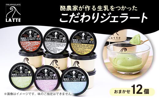 LATTEのカップジェラート詰め合わせ〈おまかせ〉全12個【1477104】岡山県久米南町16000菓子・スイーツアイス・ジェラート